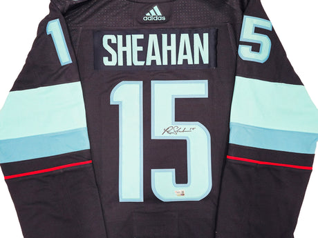 Seattle Kraken Riley Sheahan Autographed Blue Adidas Authentic Jersey Size 54 With Inaugural Season Patch Fanatics Holo Stock #235589