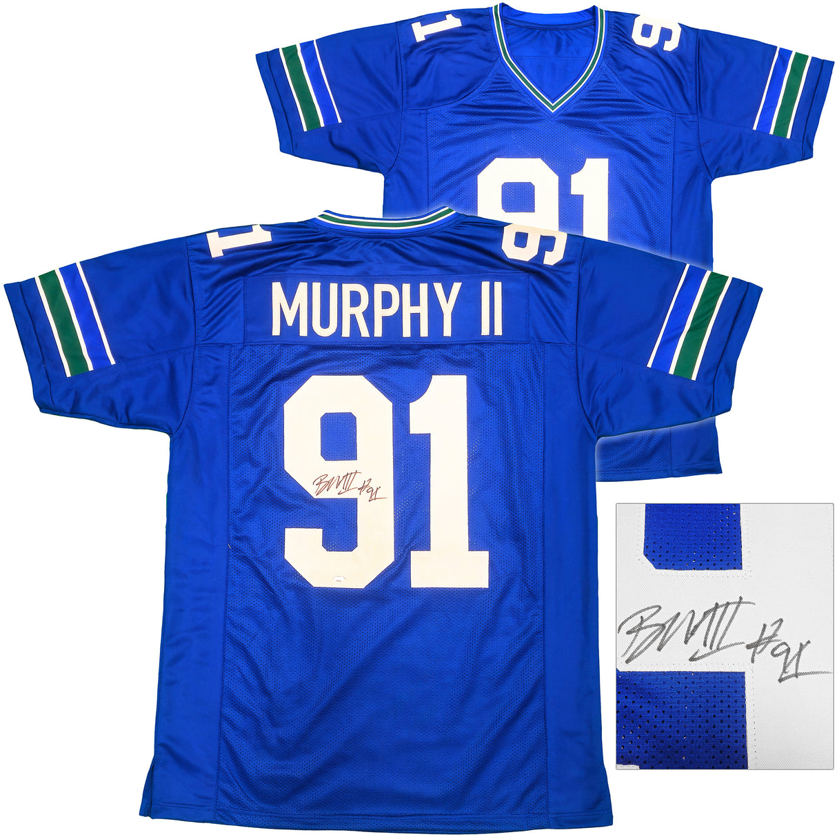 Seattle Seahawks Byron Murphy II Autographed Blue Throwback Jersey MCS Holo Stock #235607