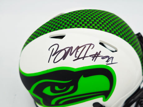 Byron Murphy II Autographed Seattle Seahawks Lunar Eclipse White Speed Mini Helmet MCS Holo Stock #235599