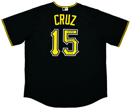 Pittsburgh Pirates Oneil Cruz Autographed Black Nike Jersey Size XL "MLB Debut 10-2-21" Beckett BAS QR Stock #220601