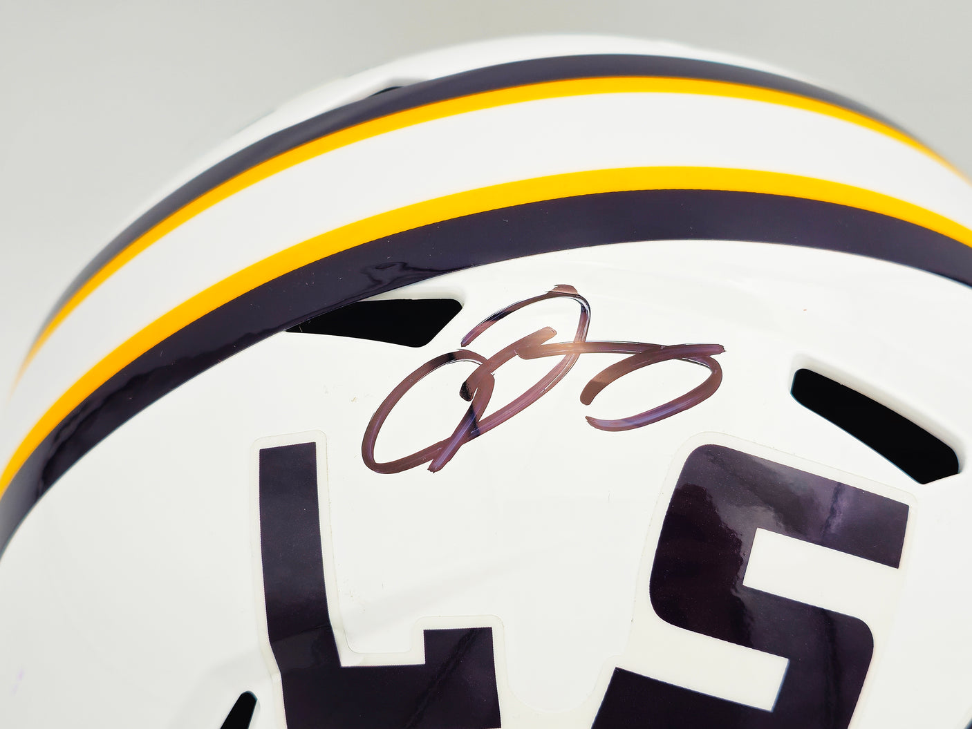 Odell Beckham Jr. Autographed LSU Tigers White Full Size Speed Replica Helmet Beckett BAS Witness Stock #235085