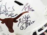 2005 CFB National Champions Texas Longhorns Autographed White Full Size Speed Replica Helmet With 24 Signatures Including Vince Young Beckett BAS QR Stock #234966