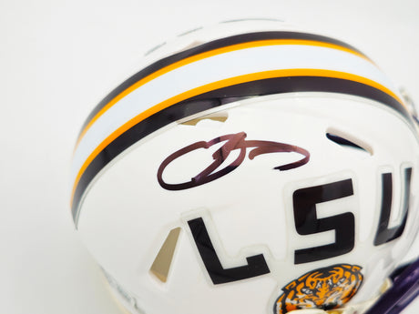 Odell Beckham Jr. Autographed LSU Tigers White Speed Mini Helmet Beckett BAS Witness Stock #235089