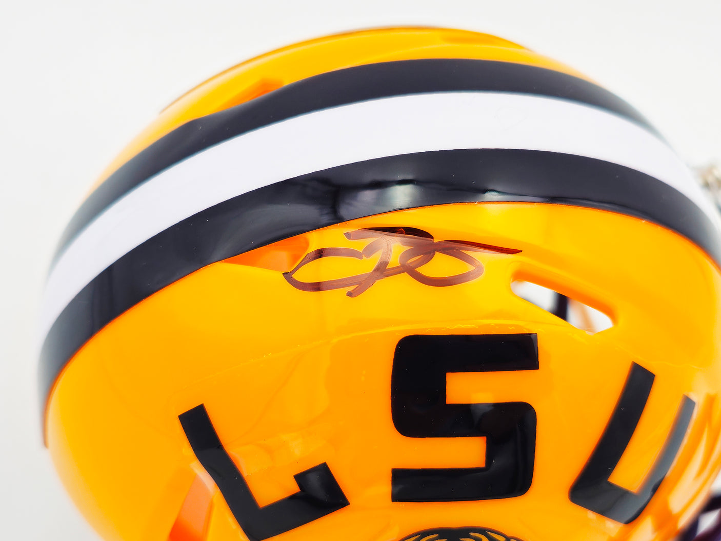 Odell Beckham Jr. Autographed LSU Tigers Yellow Speed Mini Helmet Beckett BAS Witness Stock #235087