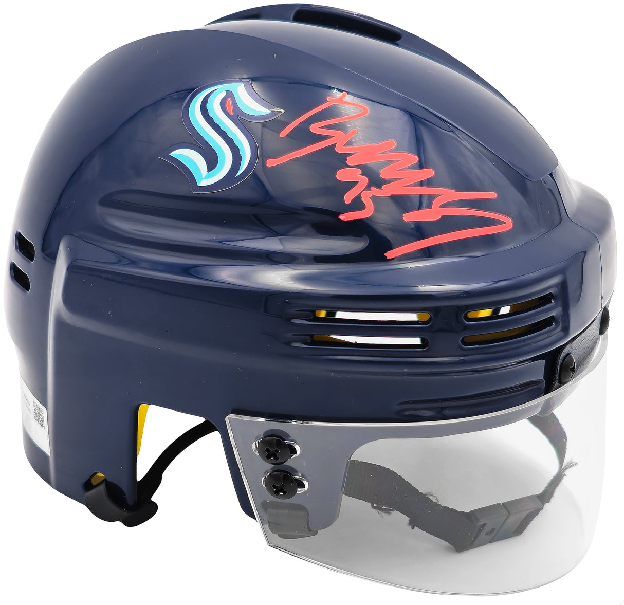 Andre Burakovsky Autographed Seattle Kraken Blue Mini Helmet Fanatics Holo Stock #234979