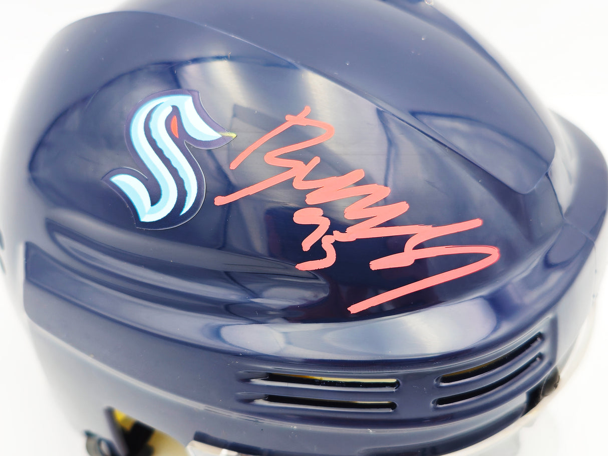 Andre Burakovsky Autographed Seattle Kraken Blue Mini Helmet Fanatics Holo Stock #234979