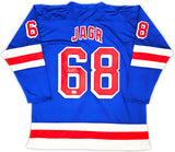 New York Rangers Jaromir Jagr Autographed Blue, Red & White Jersey Beckett BAS Witness Stock #221070