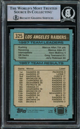 Bo Jackson Autographed 1988 Topps Rookie Card #325 Los Angeles Raiders Beckett BAS Stock #209775