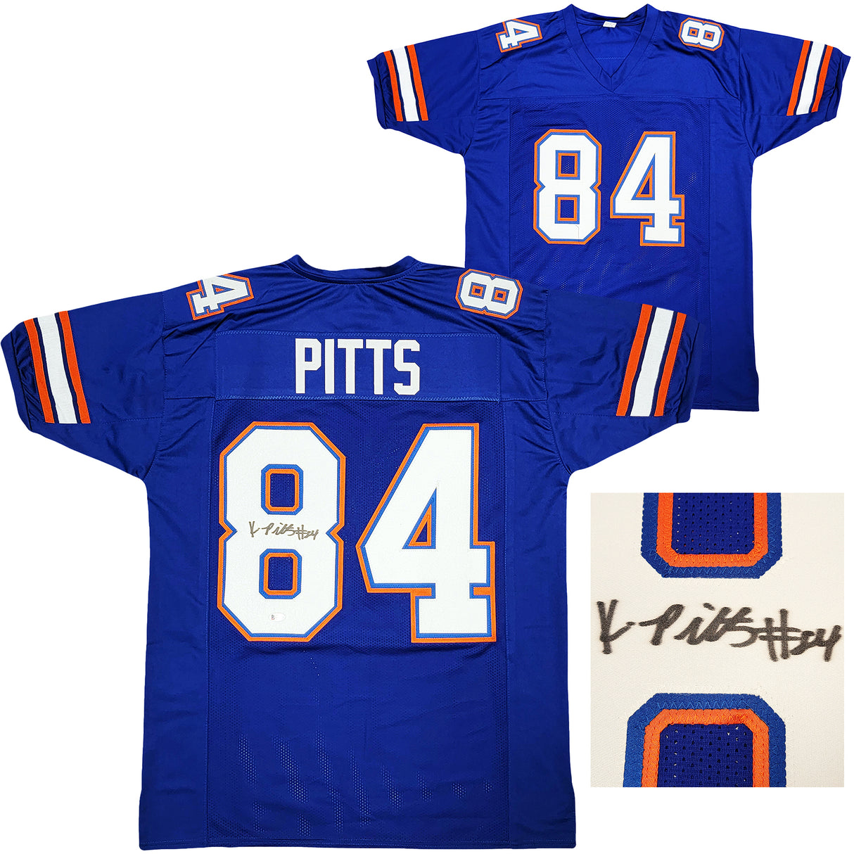 Florida Gators Kyle Pitts Autographed Blue Jersey Beckett BAS Witness Stock #209535