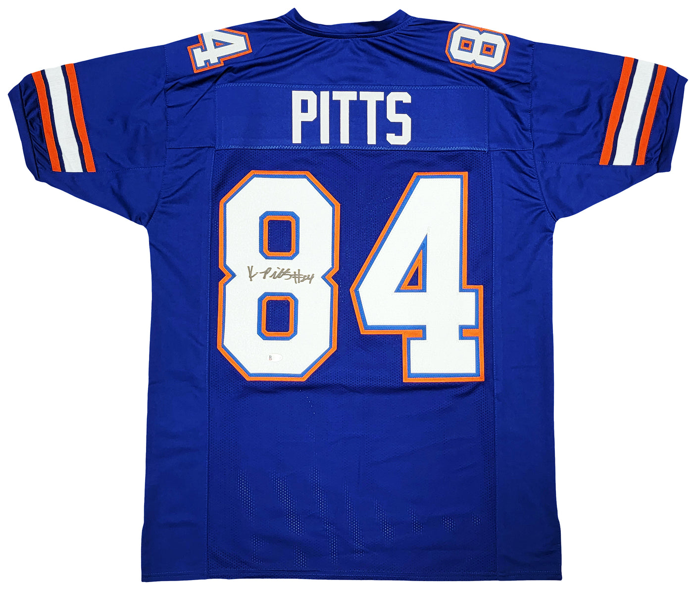 Florida Gators Kyle Pitts Autographed Blue Jersey Beckett BAS Witness Stock #209535