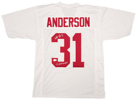 Alabama Crimson Tide Will Anderson Autographed White Jersey "Terminator" Beckett BAS Witness Stock #209475