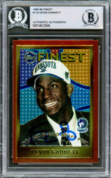 Kevin Garnett Autographed 1995-96 Topps Finest Rookie Card #115 Minnesota Timberwolves Beckett BAS #14612505