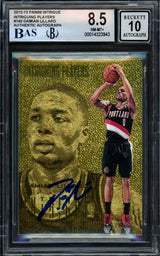 Damian Lillard Autographed 2012-13 Panini Intrigue Intriguing Players Gold Rookie Card #140 Portland Trail Blazers BGS 8.5 Auto Grade Gem Mint 10 #7/10 Beckett BAS #14323943