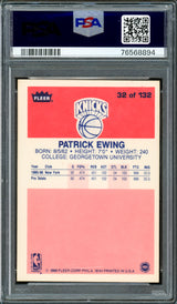 Patrick Ewing Autographed 1986-87 Fleer Rookie Card #32 New York Knicks PSA 6 Auto Grade Gem Mint 10 PSA/DNA #76568894