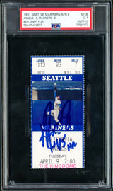 Ken Griffey Jr. Autographed April 9th, 1991 Home Run HR Ticket Stub Seattle Mariners PSA 5 Auto Grade Gem Mint 10 "4/5 HR" PSA/DNA #76568473