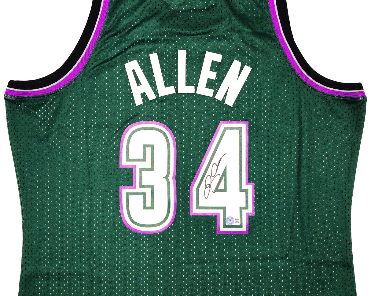 Milwaukee Bucks Ray Allen Autographed Green Authentic Mitchell & Ness 1996-97 Ray Allen HWC Swingman Jersey Size XL Beckett BAS Witness Stock #221292