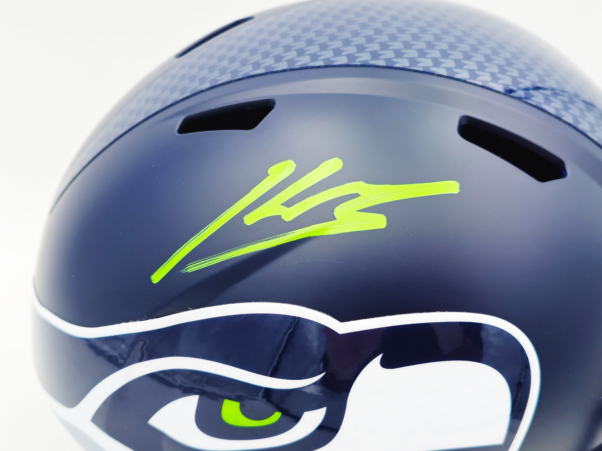 Kenneth Walker III Autographed Seattle Seahawks Blue Full Size Speed Replica Helmet Beckett BAS Witness Stock #235705