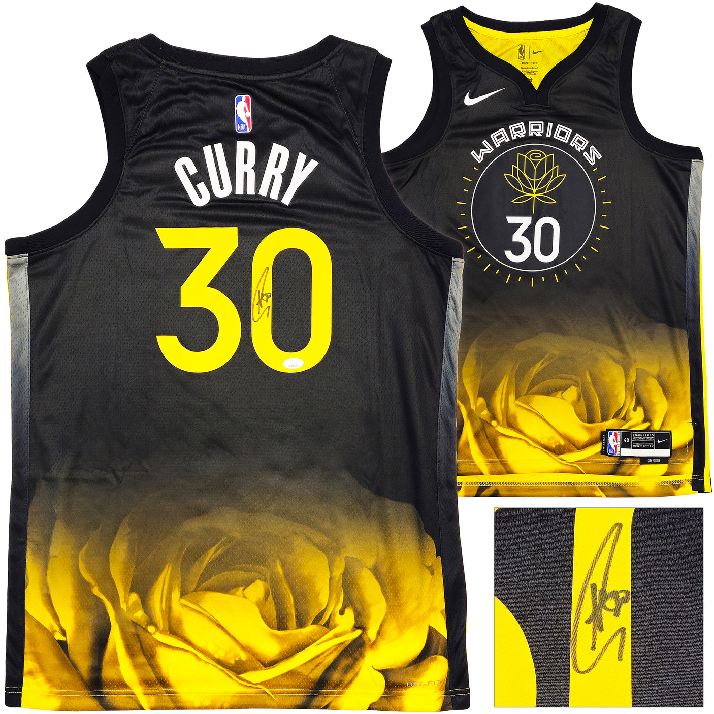 Golden State Warriors Stephen Curry Autographed Black Nike Swingman City Edition Jersey Size 48 JSA Stock #235685