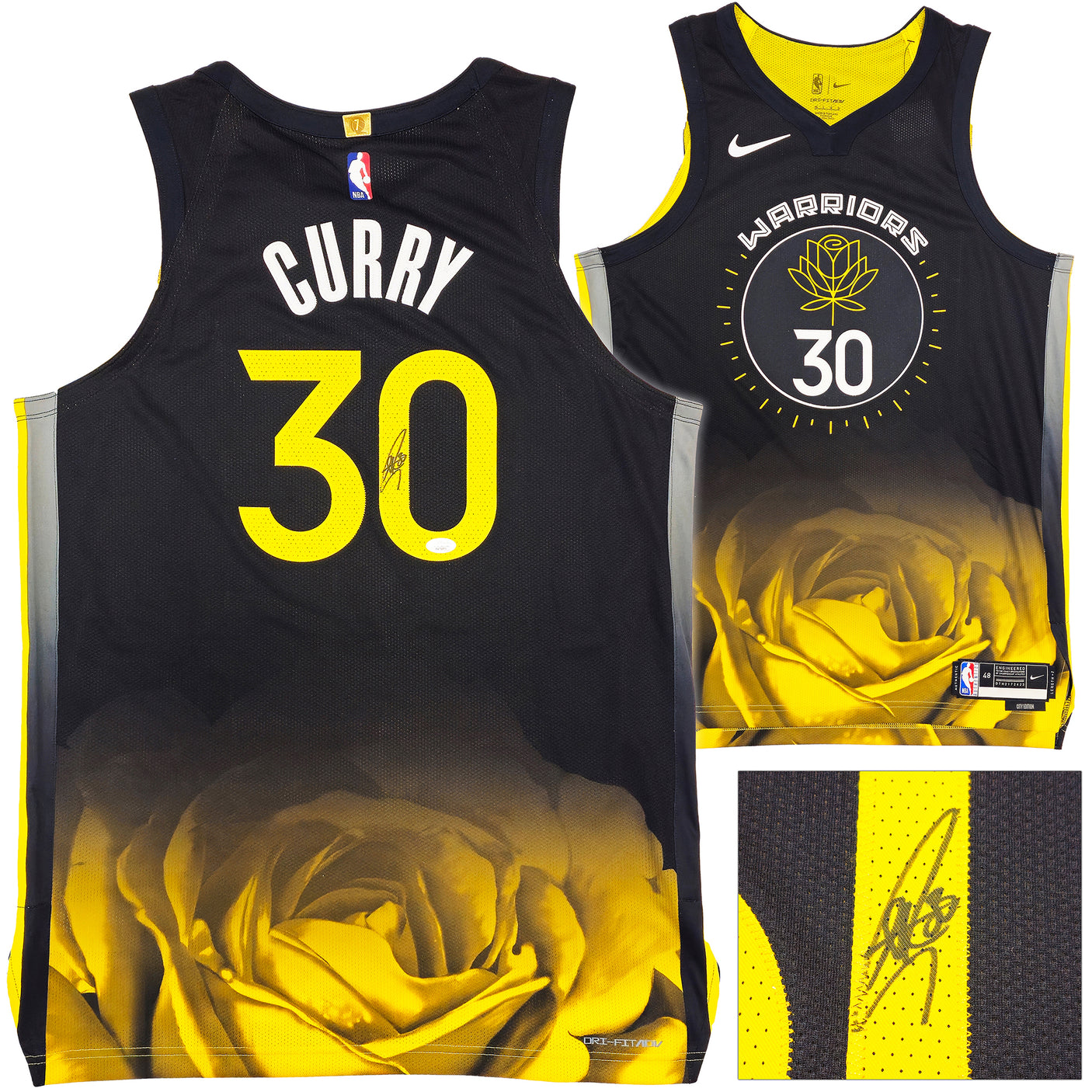 Golden State Warriors Stephen Curry Autographed Black Nike Authentic City Edition Jersey Size 48 JSA Stock #235683