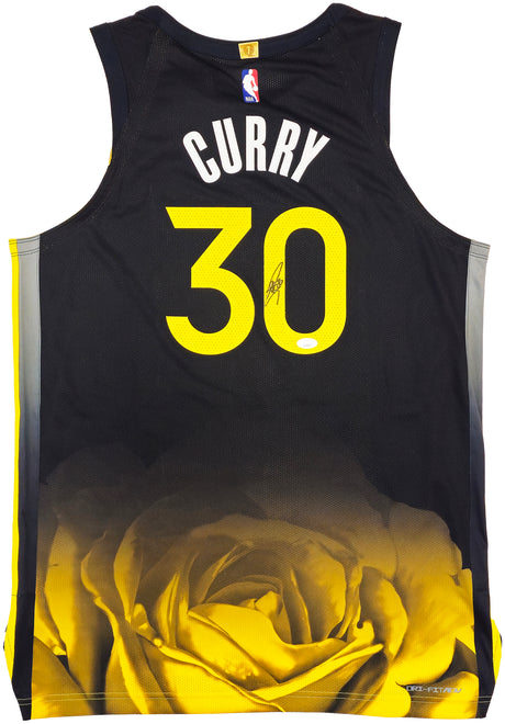 Golden State Warriors Stephen Curry Autographed Black Nike Authentic City Edition Jersey Size 48 JSA Stock #235683