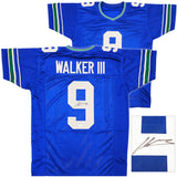 Seattle Seahawks Kenneth Walker III Autographed Blue Throwback Jersey Beckett BAS Witness Stock #235710