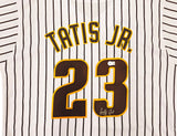 San Diego Padres Fernando Tatis Jr. Autographed White Pinstripes Jersey Beckett BAS Witness Stock #235724