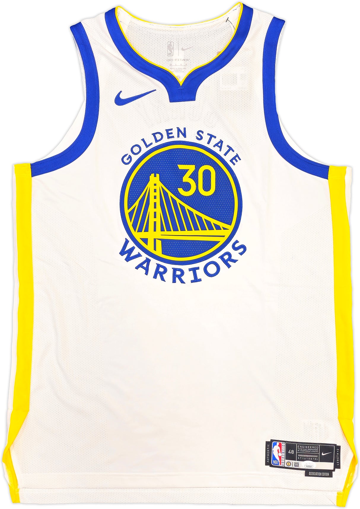 Golden State Warriors Stephen Curry Autographed White Nike Authentic Association Edition Jersey Size 48 JSA Stock #235679