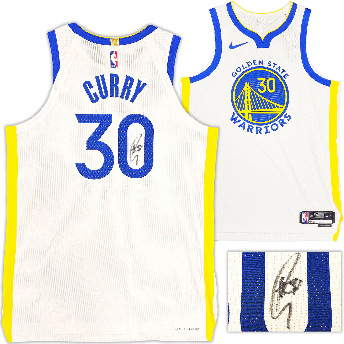 Golden State Warriors Stephen Curry Autographed White Nike Authentic Association Edition Jersey Size 48 JSA Stock #235680