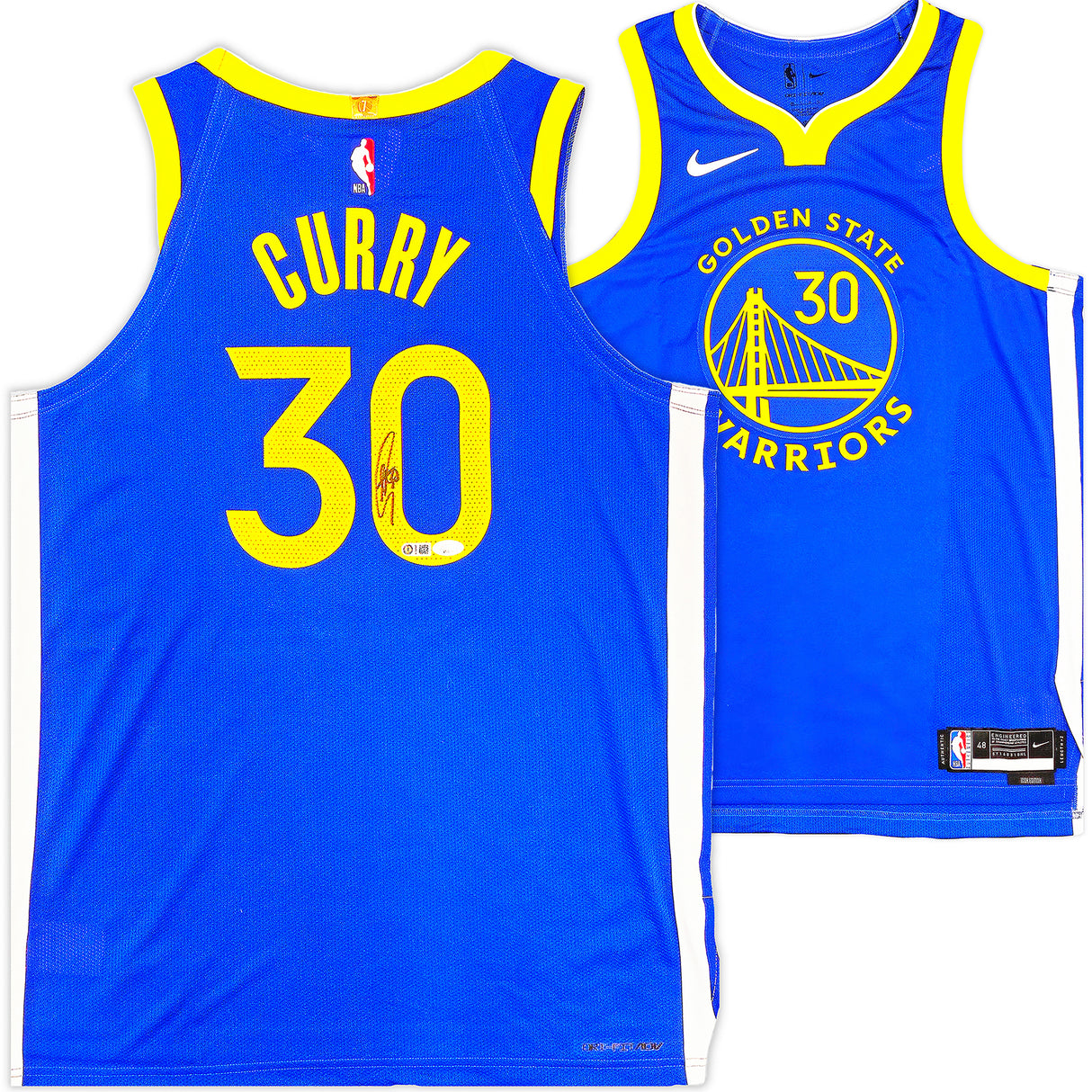 Golden State Warriors Stephen Curry Autographed Blue Nike Authentic Icon Edition Jersey Size 48 JSA Stock #235686