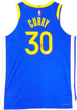 Golden State Warriors Stephen Curry Autographed Blue Nike Authentic Icon Edition Jersey Size 48 JSA Stock #235686