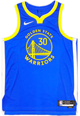 Golden State Warriors Stephen Curry Autographed Blue Nike Authentic Icon Edition Jersey Size 48 JSA Stock #235686