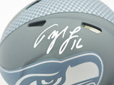 Tyler Lockett Autographed Seattle Seahawks Slate Gray Speed Mini Helmet MCS Holo Stock #236385