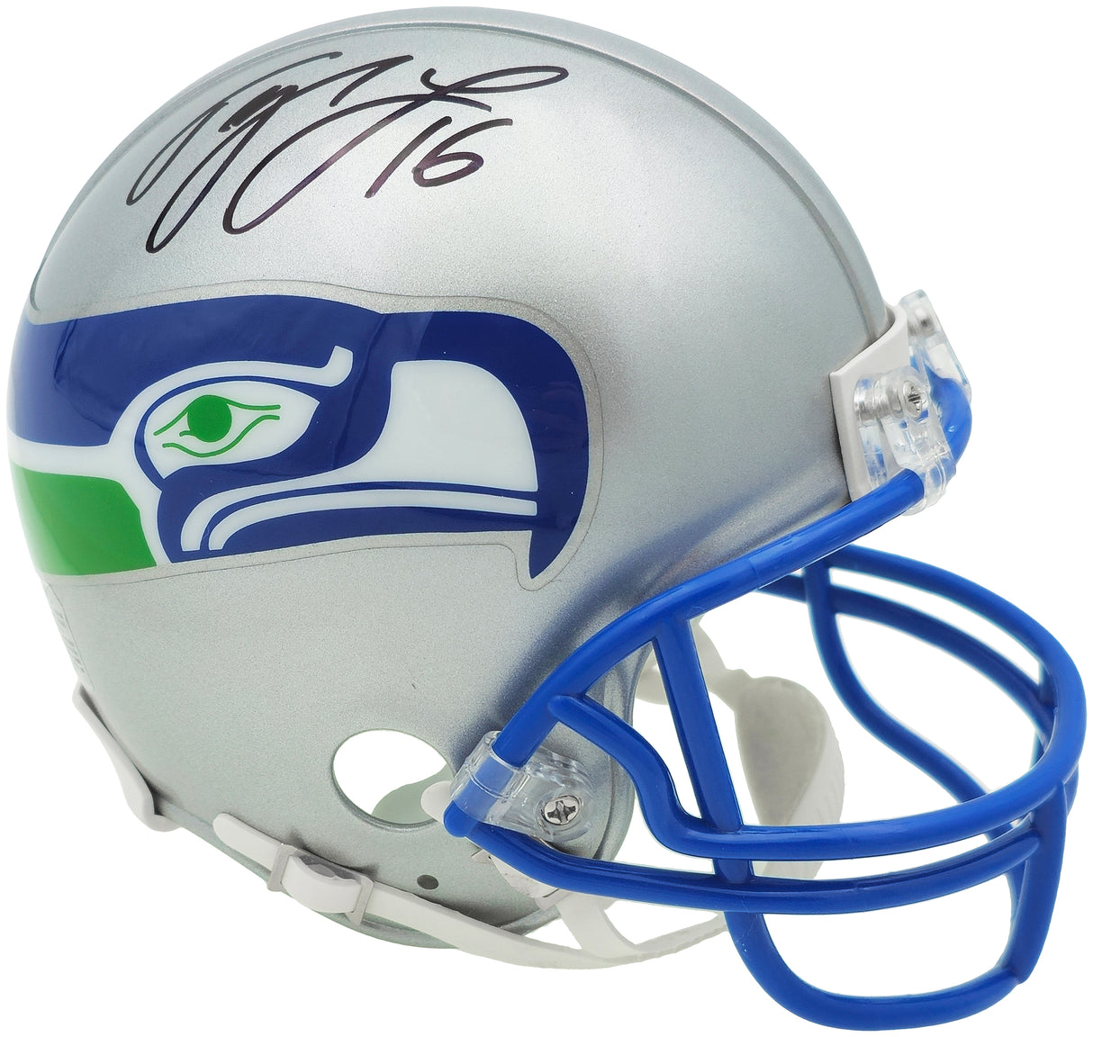 Tyler Lockett Autographed Seattle Seahawks Silver Speed Mini Helmet MCS Holo Stock #236386