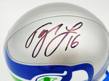 Tyler Lockett Autographed Seattle Seahawks Silver Speed Mini Helmet MCS Holo Stock #236386