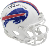 James Cook Autographed Buffalo Bills White Speed Mini Helmet Beckett BAS Witness Stock #236176