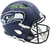 Tyler Lockett Autographed Seattle Seahawks Blue Full Size Speed Authentic Helmet "Go Hawks" MCS Holo Stock #236375