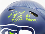 Tyler Lockett Autographed Seattle Seahawks Blue Full Size Speed Authentic Helmet "Go Hawks" MCS Holo Stock #236375