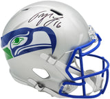 Tyler Lockett Autographed Seattle Seahawks Silver 1983-01 Throwback Full Size Speed Replica Helmet MCS Holo Stock #236383