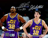 John Stockton & Karl Malone Autographed 8x10 Photo Utah Jazz Beckett BAS Witness Stock #235778