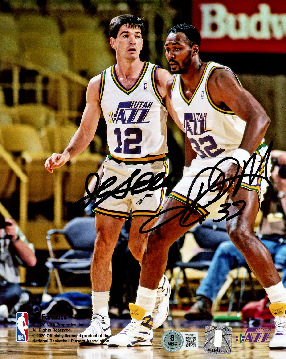 John Stockton & Karl Malone Autographed 8x10 Photo Utah Jazz Beckett BAS Witness Stock #235780