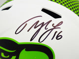 Tyler Lockett Autographed Seattle Seahawks Lunar Eclipse White Full Size Speed Replica Helmet MCS Holo Stock #236382