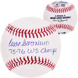 Cesar Geronimo Autographed Official MLB Baseball Cincinnati Reds "75-76 WS Champs" Beckett BAS Witness Stock #210134