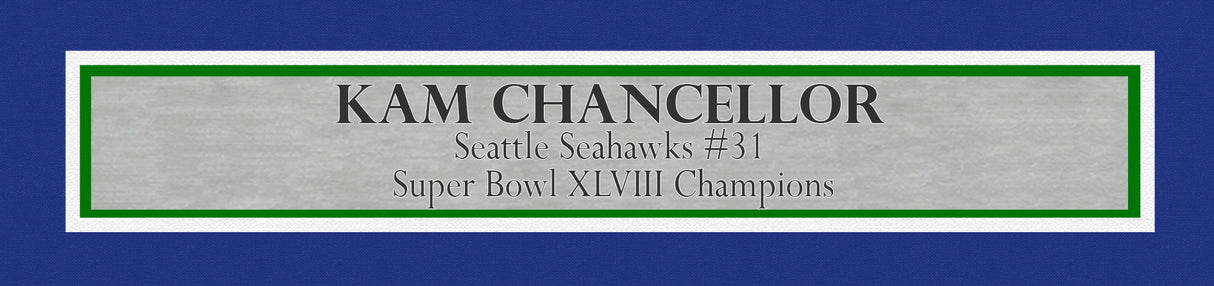 Seattle Seahawks Kam Chancellor Autographed Framed Blue Throwback Jersey MCS Holo Stock #235666