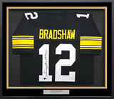 Pittsburgh Steelers Terry Bradshaw Autographed Framed Black Jersey Beckett BAS Witness Stock #235668