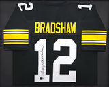 Pittsburgh Steelers Terry Bradshaw Autographed Framed Black Jersey Beckett BAS Witness Stock #235668