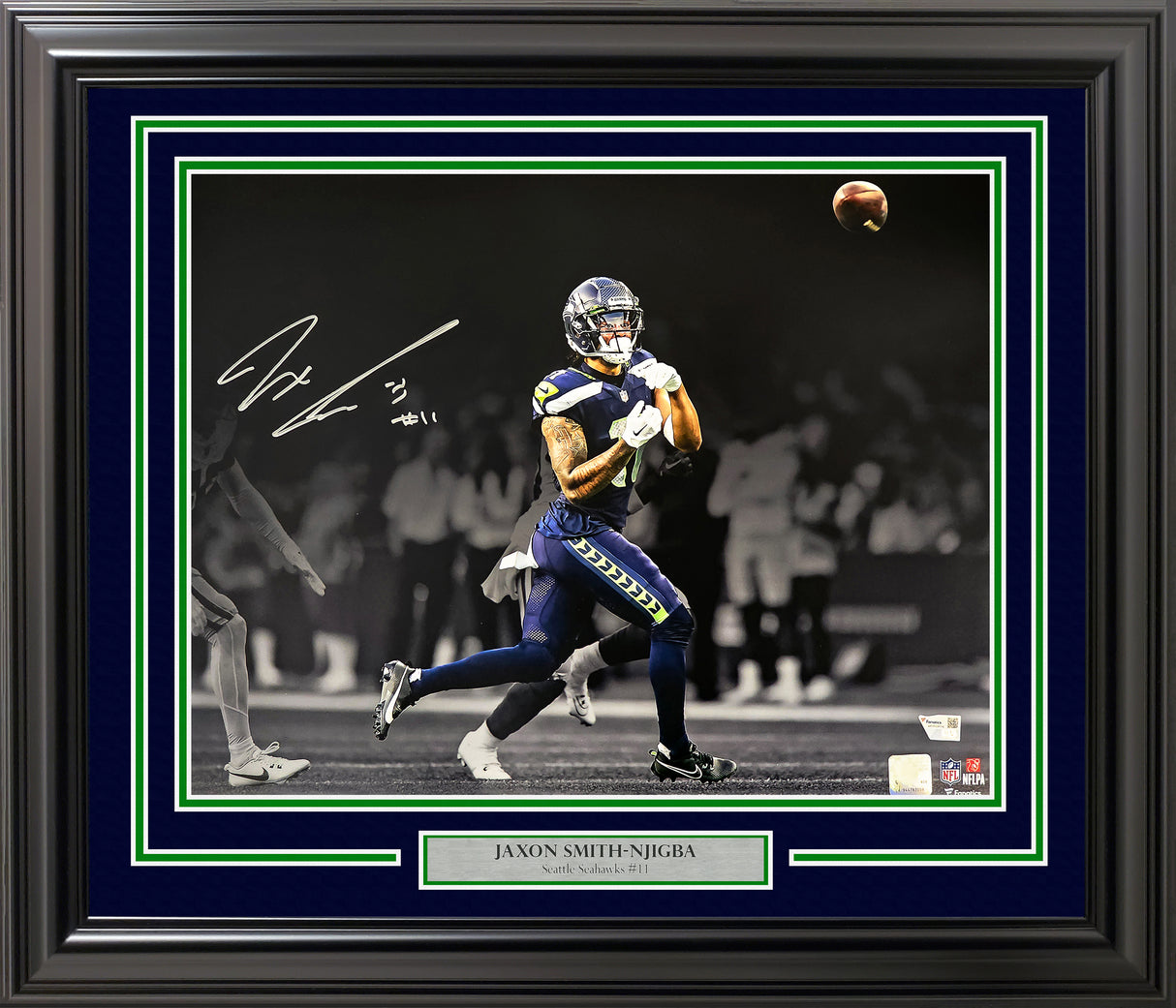 Jaxon Smith-Njigba Autographed Framed 16x20 Photo Seattle Seahawks Spotlight Fanatics Holo Stock #235661