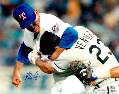 Nolan Ryan Autographed Framed 16x20 Photo Texas Rangers Fight vs. Robin Ventura Beckett BAS QR Stock #235665