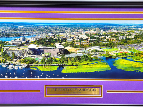 Unsigned Framed 12x36 Panoramic Photo Washington Huskies View of City/Stadium Stock #235671