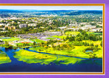 Unsigned Framed 12x36 Panoramic Photo Washington Huskies View of City/Stadium Stock #235671