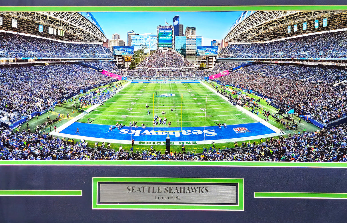 Unsigned Framed 12x36 Panoramic Photo Seattle Seahawks End Zone View Stock #235675